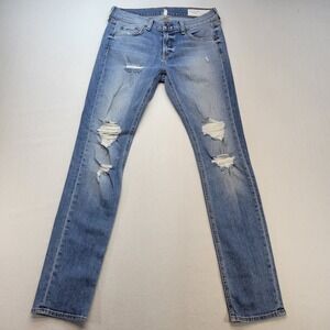 Rag & Bone Dre Jeans Womens 27 Blue Carter Distressed Stretch Light Wash Denim